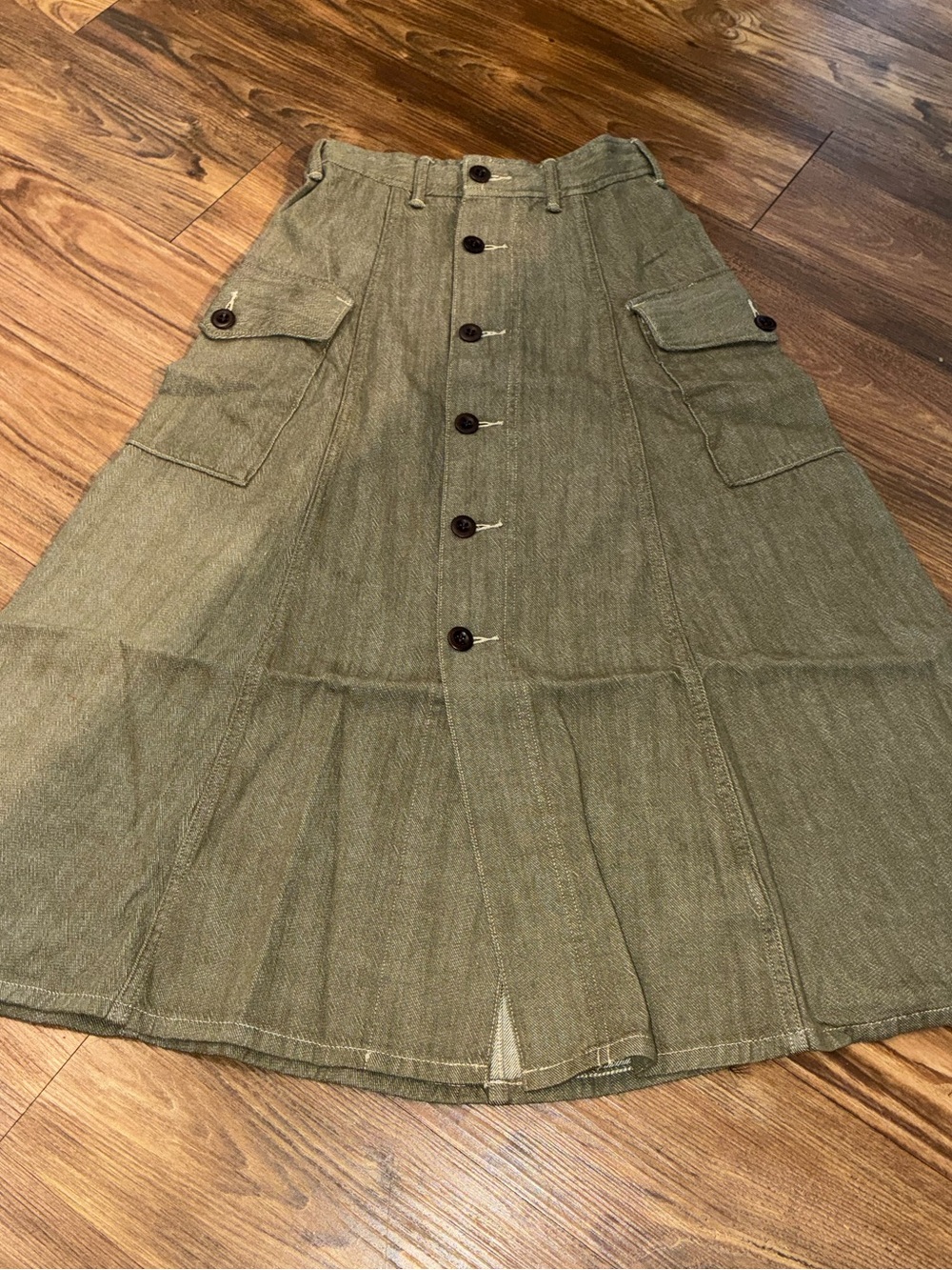 RRL Olive Slub-Denim Skirt - Picture 4 of 16